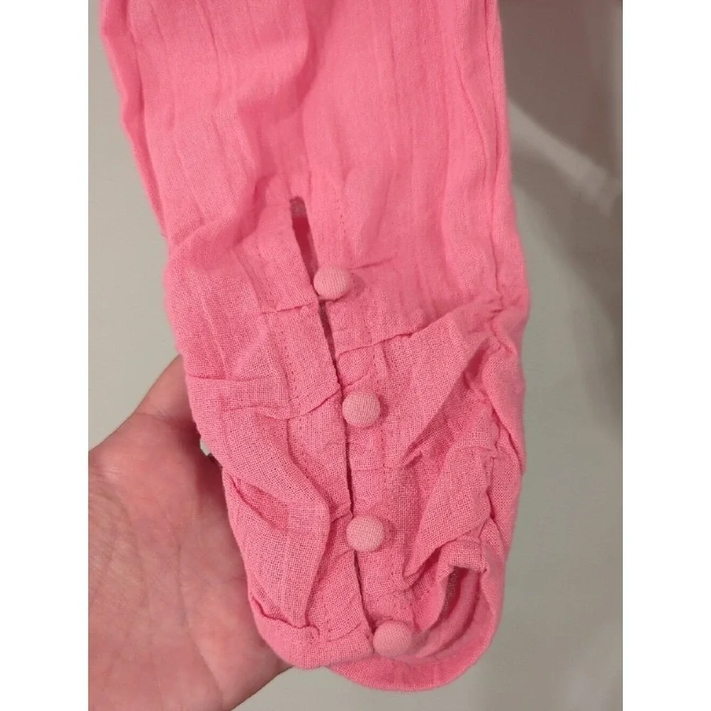 Free‎ People Chloe Smocked Cropped Top in Aurora Pink